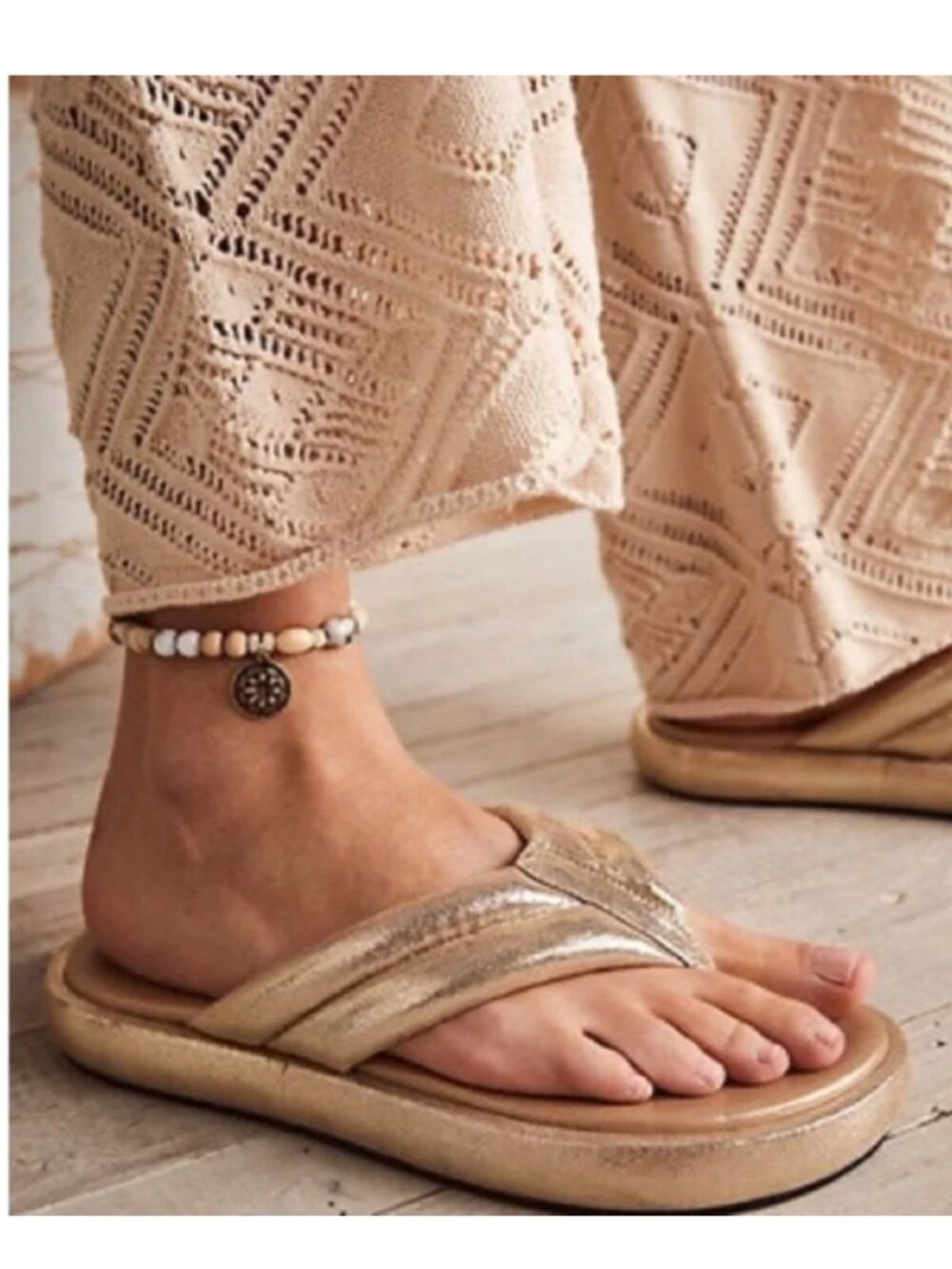 Free People Metallic Gold Platform Flip Flop Sandals